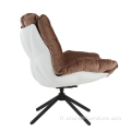 Chaise de loisirs relaxante pivotante en cuir en cuir italien